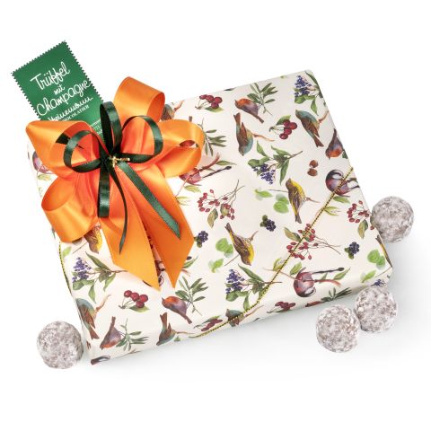 Pralinenschachtel mit Herbstmotiv Trüffel mit Champagne