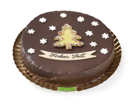 "Sachertorte" - wie wir sie mögen - 22cm, mit Weihnachtsmotiv